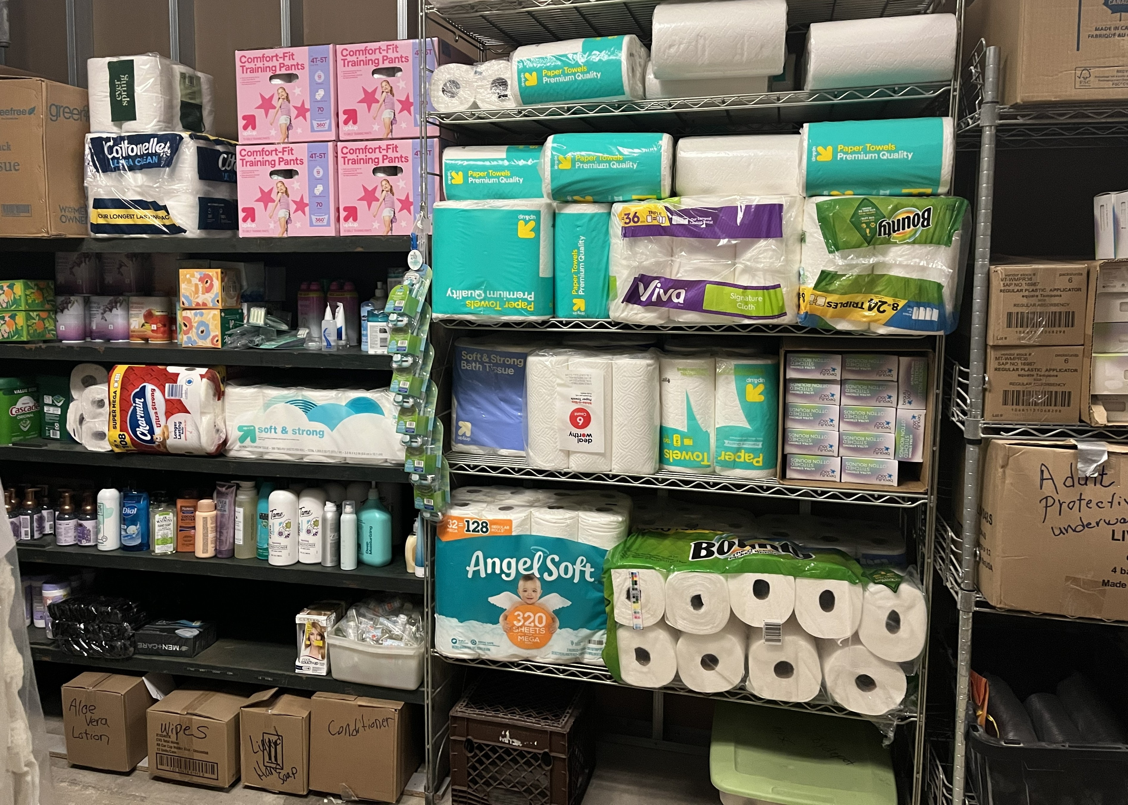 Supplies and resources gathered for emergency relief distribution